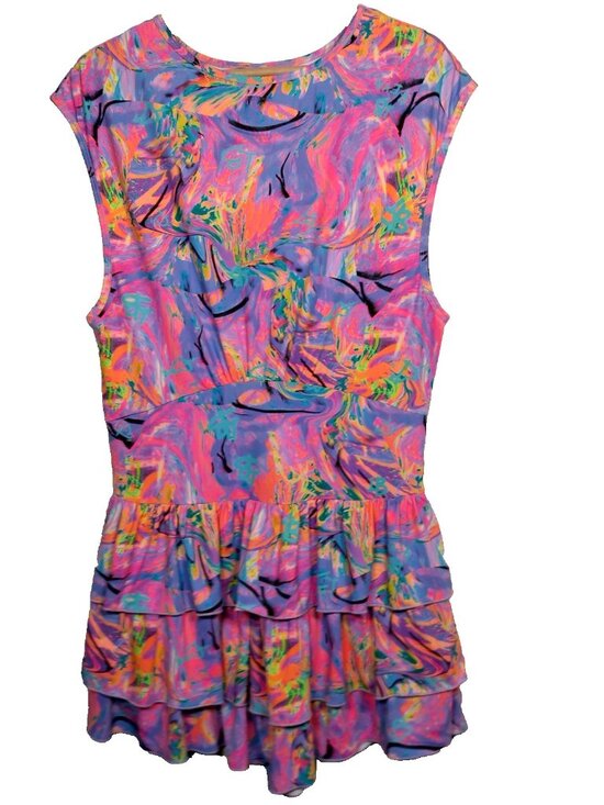 Lisa Blue Call of the Whale Dresses & Skirts - Lisa Blue Call Of The Whale Dress AUS UK 14 US 10 Beach Ruffle Psychedelic Swirl